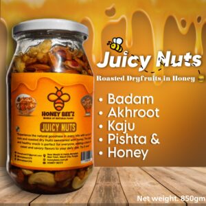 Juicy Nuts - Dryfruits in Honey - In Glass Jar - Net weight 850gm